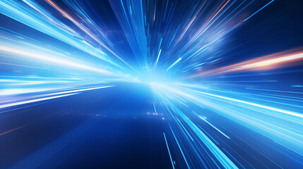 Futuristic abstract background with blue lines and lights, abstract blue PPT background concept illustration with light rays