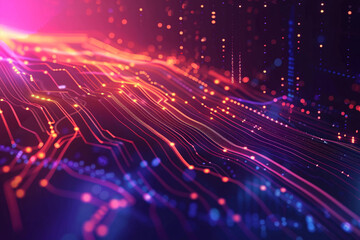 Futuristic holographic particle display, glowing particles and data flow concept illustration