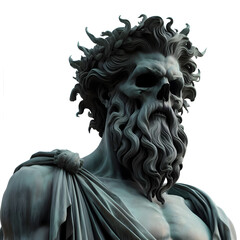 statue of hades the god of death in bronze with white background