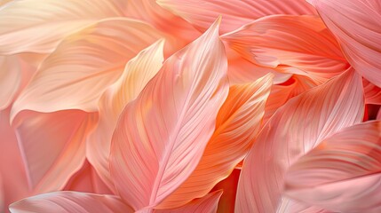Vibrant Peach and Pink Leaves with Smooth Texture and Delicate Gradient Lighting