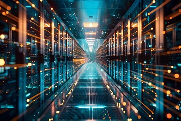 Fototapeta premium Illustration of Processing data at the edge of the network, closer to where it is generated, to reduce latency and improve real-time decision-making. Ai Generate.