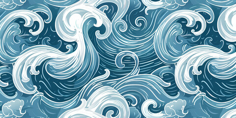 Fototapeta premium waves and curls seamless pattern swatches included for illustrator user, pattern swatches included in file, for your convenient use