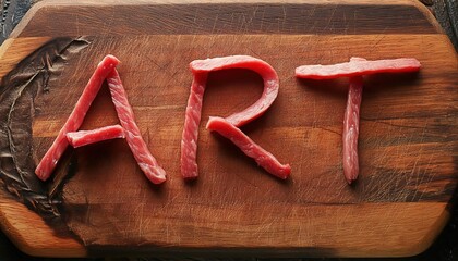 Meat Art on Wooden Cutting Board