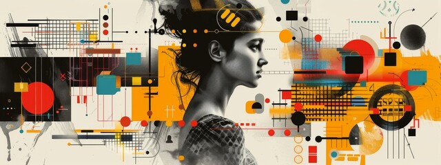 Abstract Woman in Geometric Design