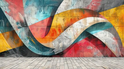 Fototapeta premium Abstract graffiti paintings on concrete wall