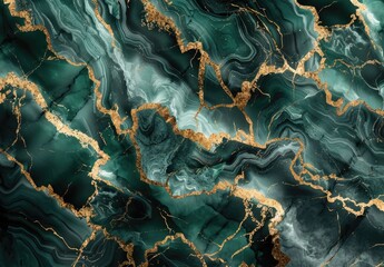 Obraz premium Abstract Green and Gold Marble Texture