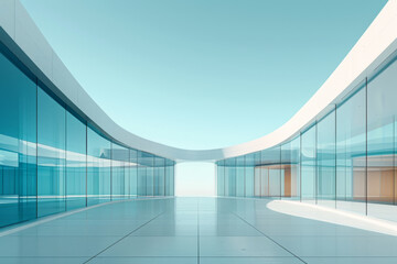 Obraz premium Empty hall of modern architectures，glass show room background. 