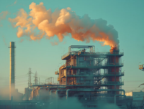 Low angle view of smoke emitting from factory against sky