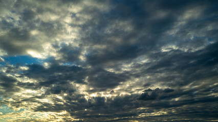 Spring blue sky cloud gradient background. Cloudy sky. Vivid cyan blue landscape in environment day horizon skyline view. White clouds on soft sky background. White cloudy sky.