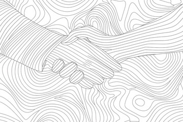 Handshake Line Art Symbolizing Successful Business Deal