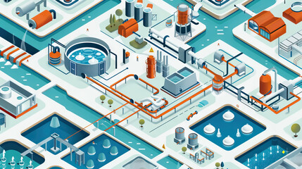 Fototapeta premium Wastewater Treatment Plant Purifying Sewage Water.