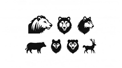 Obraz premium Many animals together themed logo icon symbol emblem on the white background Generative AI