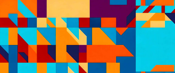 Abstract Geometry: Bold geometric shapes and patterns in a variety of colors.
