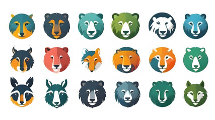 Many animals together themed logo icon symbol emblem on the white background  Generative AI