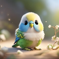 Adorable Baby Budgerigar Cartoon