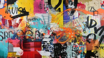 A graffiti on wall in acrylic block, wallpaper