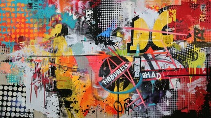 A graffiti on wall in acrylic block, wallpaper