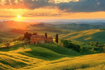 Fototapeta premium Capture the essence of a serene sunset with a breathtaking