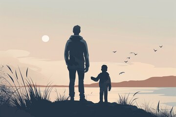 Vector art illustration for father's day , single father 