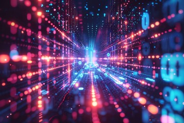 Obraz premium Digital Binary Technology Background created with Generative AI