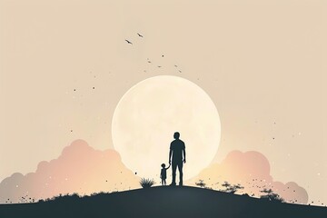 Vector art illustration for father's day , single father 