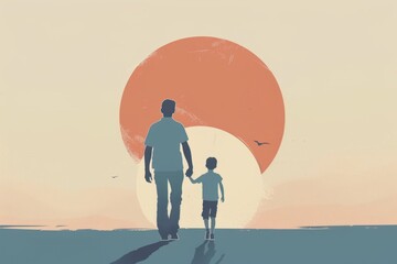Vector art illustration for father's day , single father 