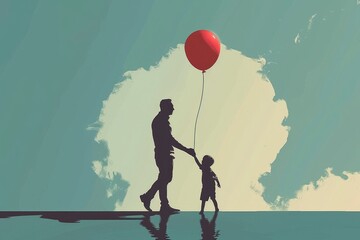 Vector art illustration for father's day , single father 