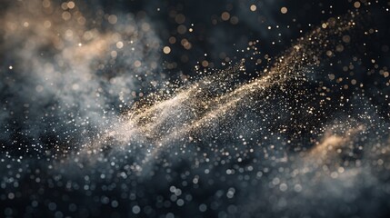 A high-resolution shot of fine dust particles sparkling in the air