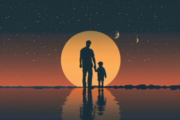 Vector art illustration for father's day , single father 