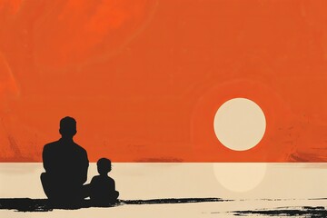 Vector art illustration for father's day , single father 