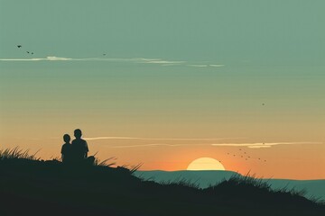 Naklejka premium Vector art illustration for father's day , single father 