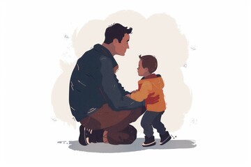 Vector art illustration for father's day , single father 