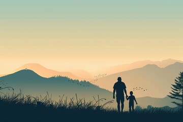 Vector art illustration for father's day , single father 