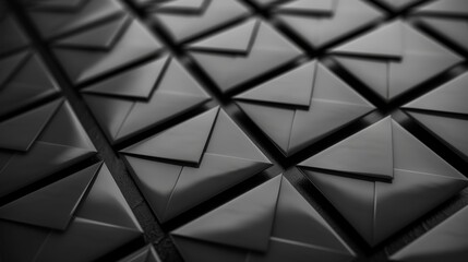 Obraz premium Luxurious black and white email icons, metallic sheen effect. Elegant monochrome email envelope symbols for professional use.