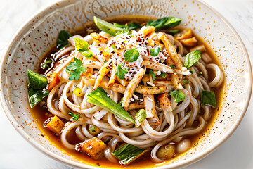 Noodles with vegetables : AI Generative, not upscale	