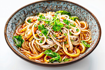 Noodles with vegetables : AI Generative, not upscale	