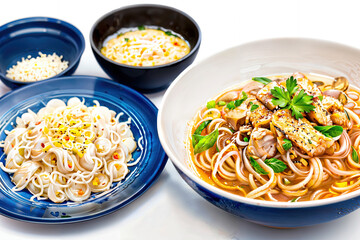 Noodles with vegetables : AI Generative, not upscale	