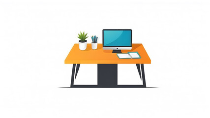 Fototapeta premium Office workspace desk icon logo symbol emblem on the white background Generative AI