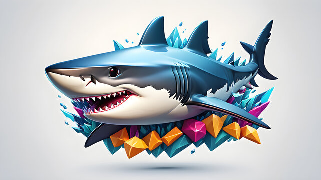 Shark logo icon symbol amblem on the white background, Generative AI