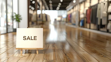 Retail sale sign with copy space in clothing store

