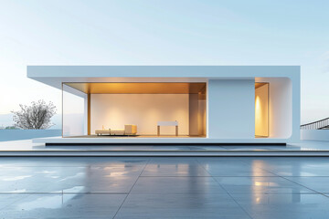 Concrete outdoor square building,Empty architectural background.
