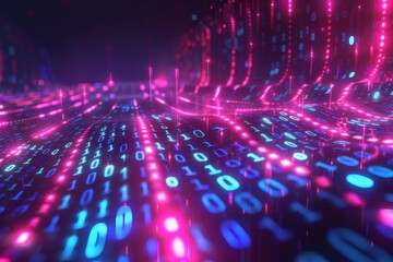 Fototapeta premium Digital Binary Technology Background created with Generative AI