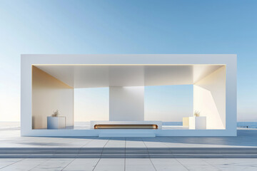 Concrete outdoor square building,Empty architectural background.
