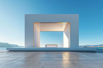 Concrete outdoor square building,Empty architectural background.
