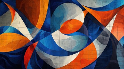 Fototapeta premium Basic geometric design in blue and orange hues