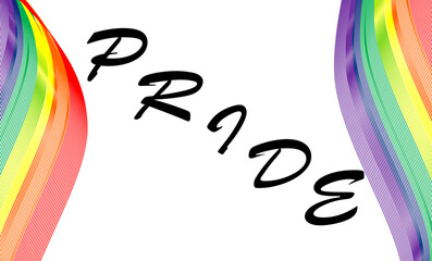LGBTQ Plus white and wave background with PRIDE word, design as symbol of love and equality of human