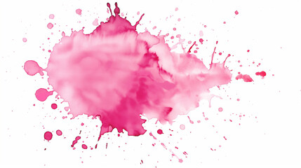 Pink ink splashes, pink paint splashes, pink blot on white, red paint splash isolated, Pink color watercolor splash paint effect on white background, colorful 