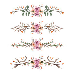 The Blooms Greenery Floral Foliage Ornament Corner Text Separator Elegance Framie for Invitations Card Template