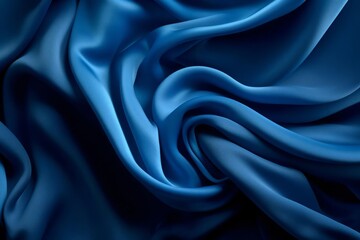 Obraz premium A highresolution image of draped blue fabric, showcasing the gentle, flowing folds and smooth texture, set against a black background to emphasize the elegance and softness