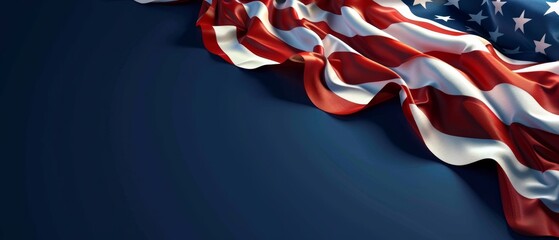 Close-Up of American Flag on Blue Background.